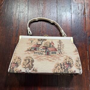 Vintage Verdi Carpetbag‎ Purse Tapestry Snap Closure Framed Granny Church